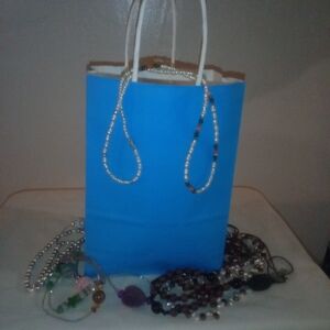Mystery Jewelry Bundle In Blue Bag All Wearable Jewelry